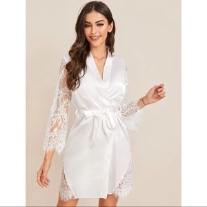 NEW White Satin Lace Robe